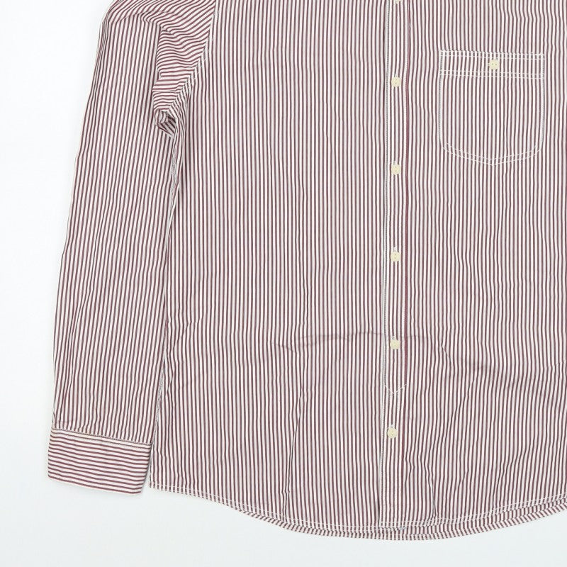 Next Men’s Red White Striped Button Down Cotton Shirt L