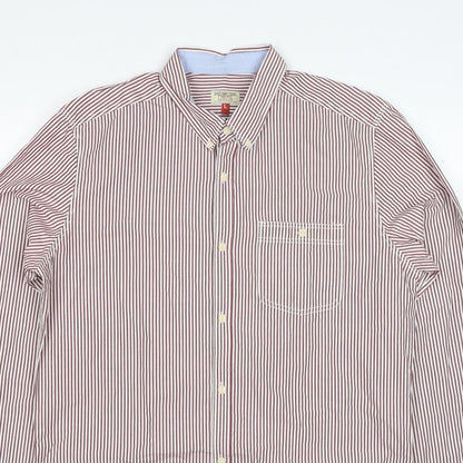 Next Men’s Red White Striped Button Down Cotton Shirt L