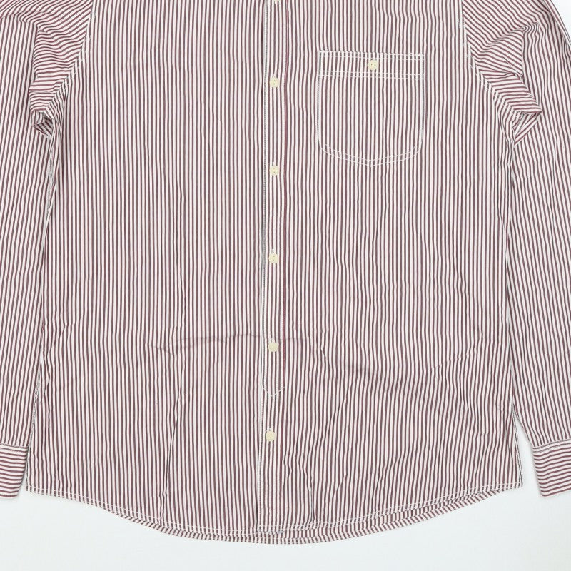 Next Men’s Red White Striped Button Down Cotton Shirt L