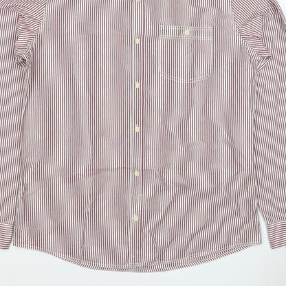 Next Men’s Red White Striped Button Down Cotton Shirt L