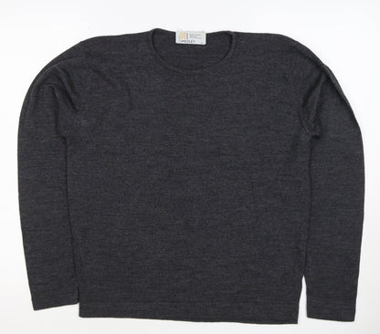 John Smedley Women Grey M Extra Fine Merino Wool Crew Neck Jumper