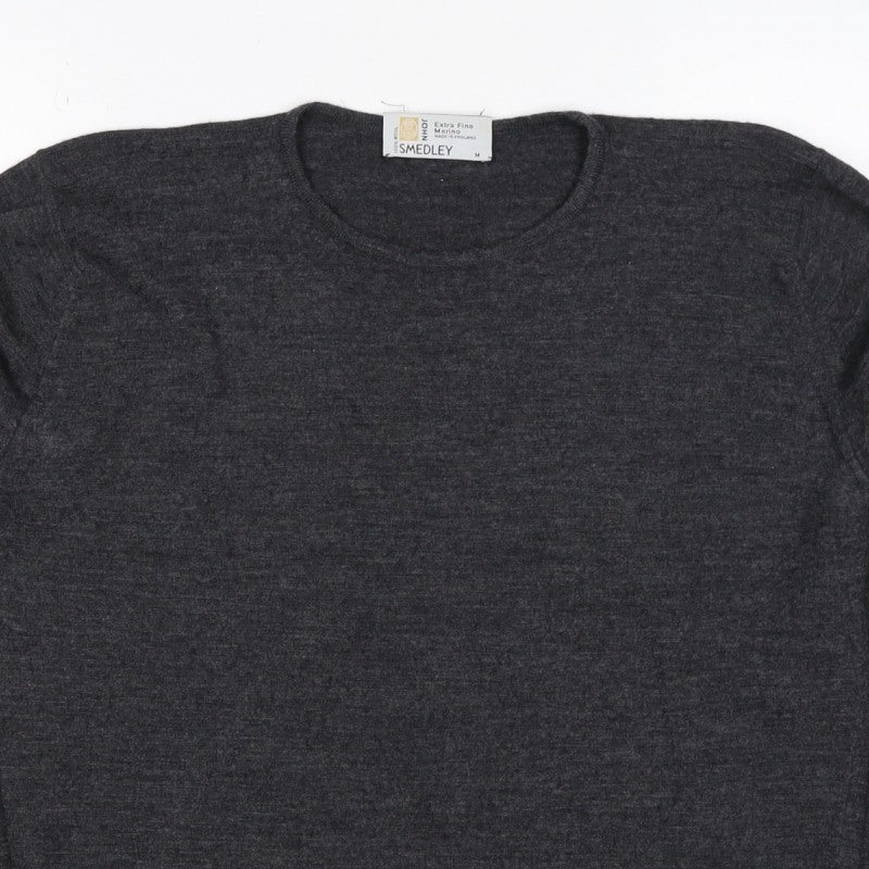 John Smedley Women Grey M Extra Fine Merino Wool Crew Neck Jumper