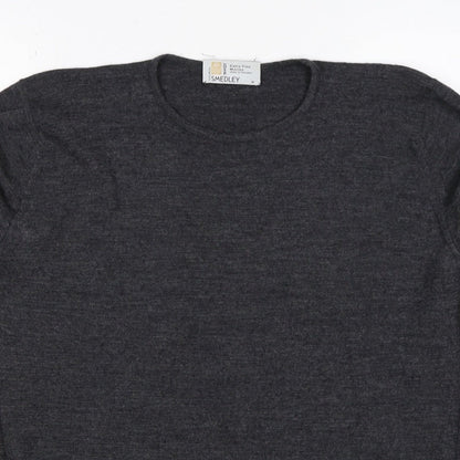 John Smedley Women Grey M Extra Fine Merino Wool Crew Neck Jumper