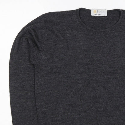 John Smedley Women Grey M Extra Fine Merino Wool Crew Neck Jumper