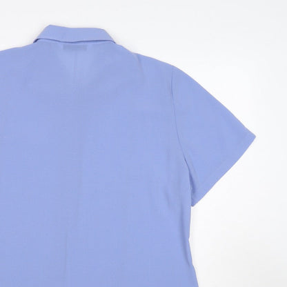 Bliss Women Blue Size 20 Short Sleeve Collared Button-Up Shirt