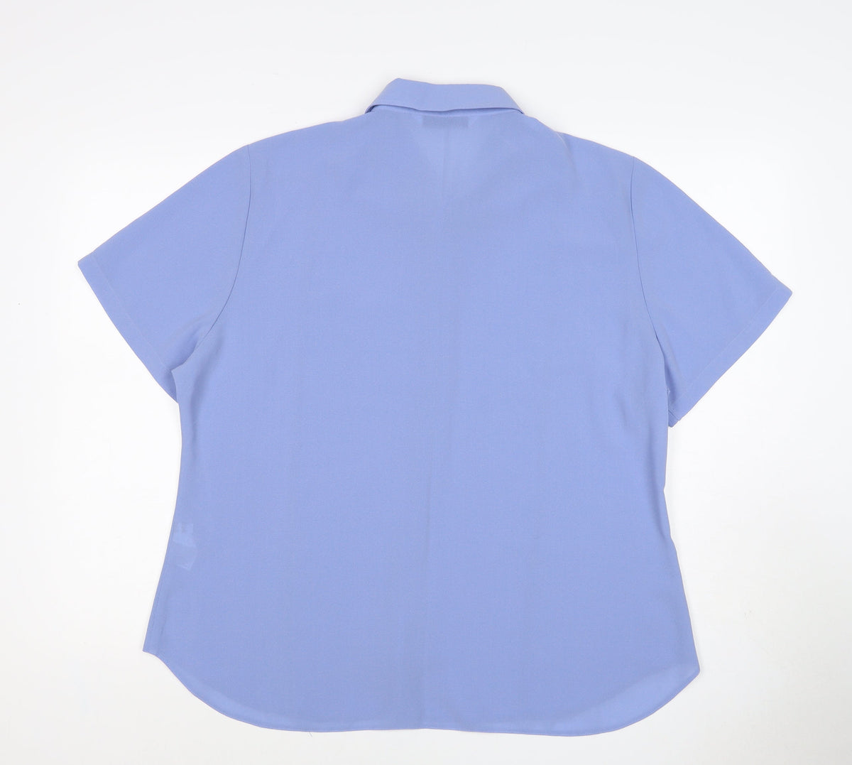 Bliss Women Blue Size 20 Short Sleeve Collared Button-Up Shirt