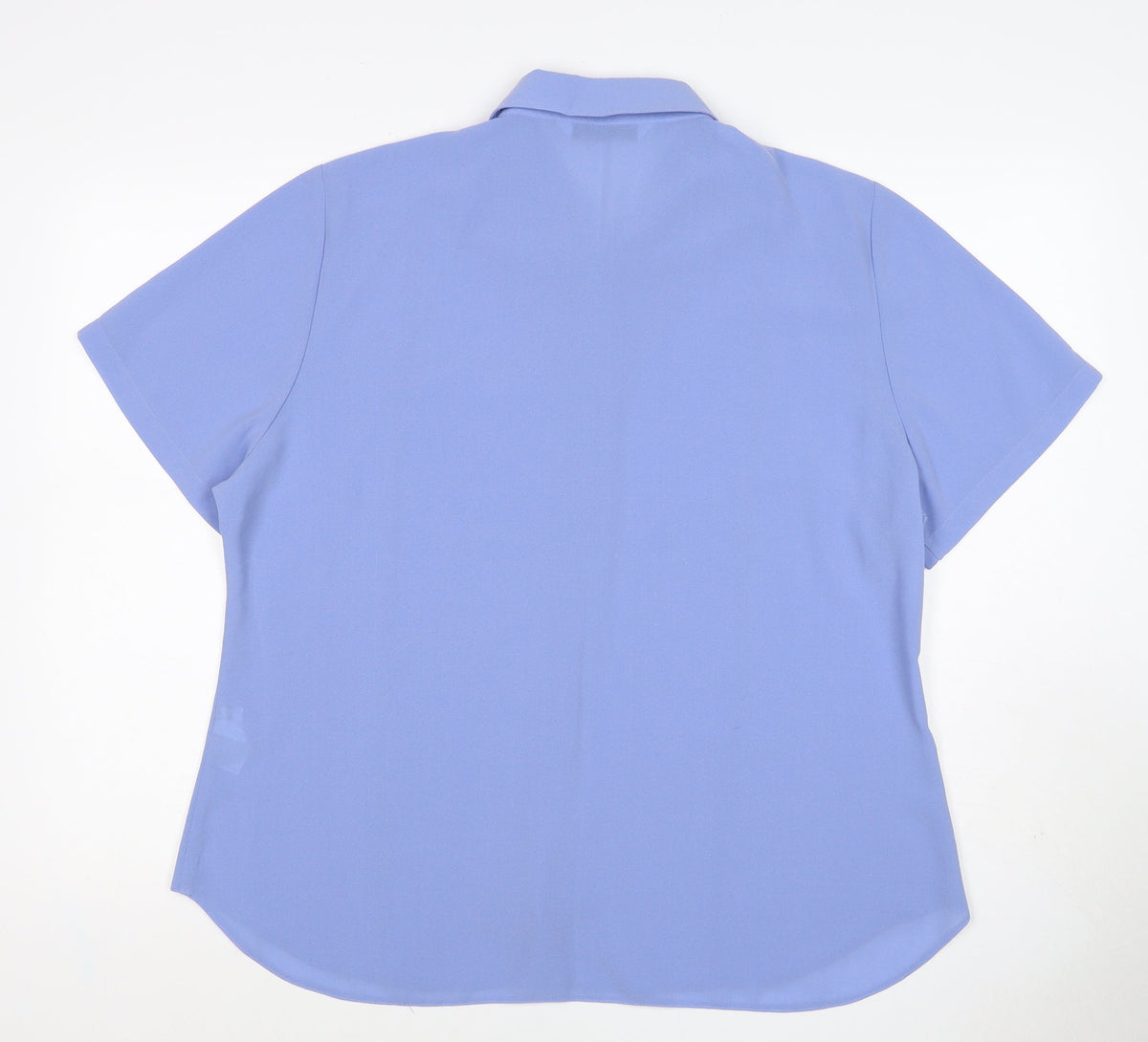 Bliss Women Blue Size 20 Short Sleeve Collared Button-Up Shirt