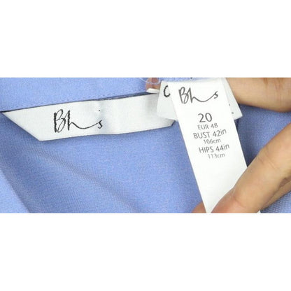 Bliss Women Blue Size 20 Short Sleeve Collared Button-Up Shirt
