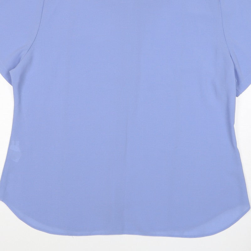 Bliss Women Blue Size 20 Short Sleeve Collared Button-Up Shirt