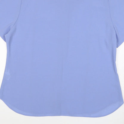 Bliss Women Blue Size 20 Short Sleeve Collared Button-Up Shirt
