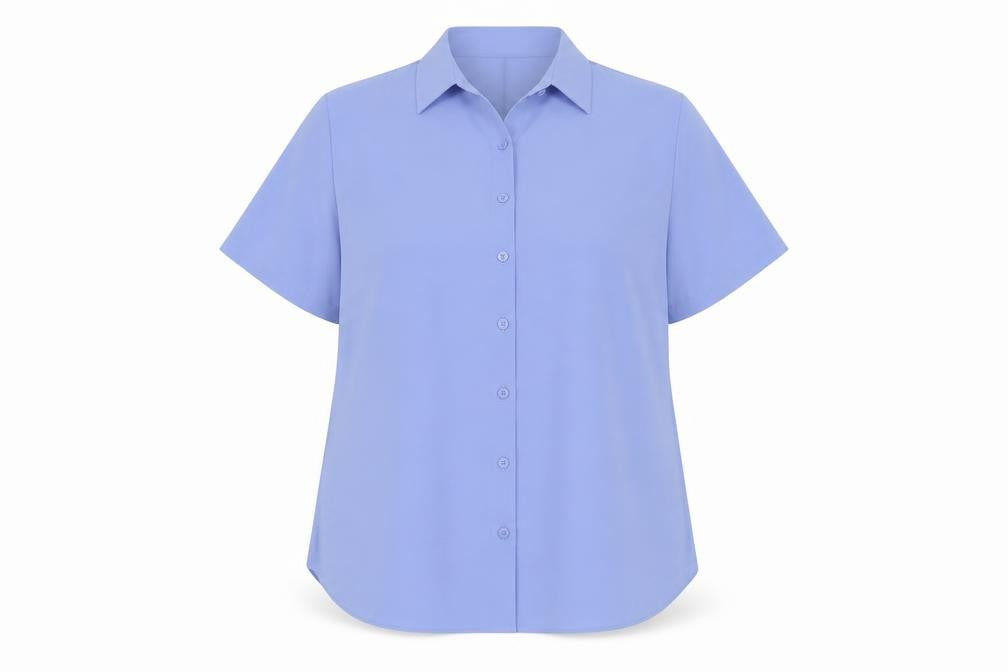 Bliss Women Blue Size 20 Short Sleeve Collared Button-Up Shirt