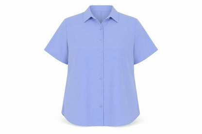 Bliss Women Blue Size 20 Short Sleeve Collared Button-Up Shirt