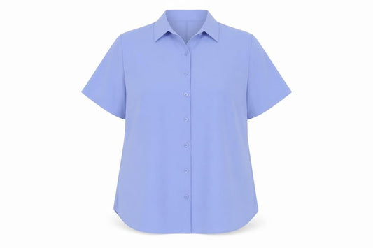 Bliss Women Blue Size 20 Short Sleeve Collared Button-Up Shirt