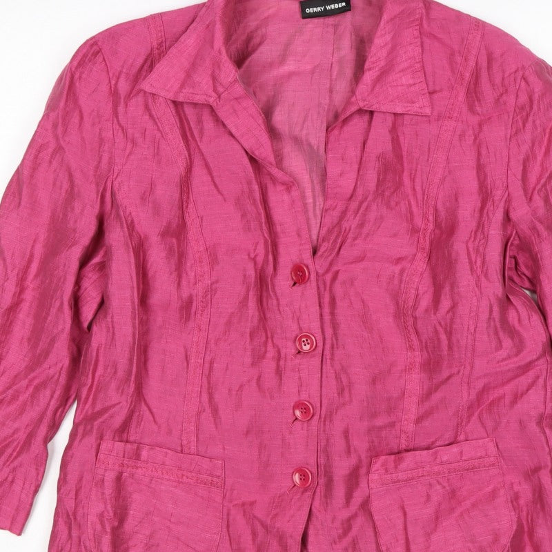 Gerry Weber Women’s Pink UK 16 Linen Blend 4 Button Blazer Jacket
