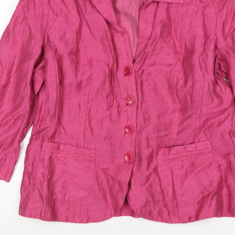 Gerry Weber Women’s Pink UK 16 Linen Blend 4 Button Blazer Jacket