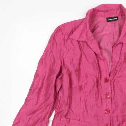 Gerry Weber Women’s Pink UK 16 Linen Blend 4 Button Blazer Jacket