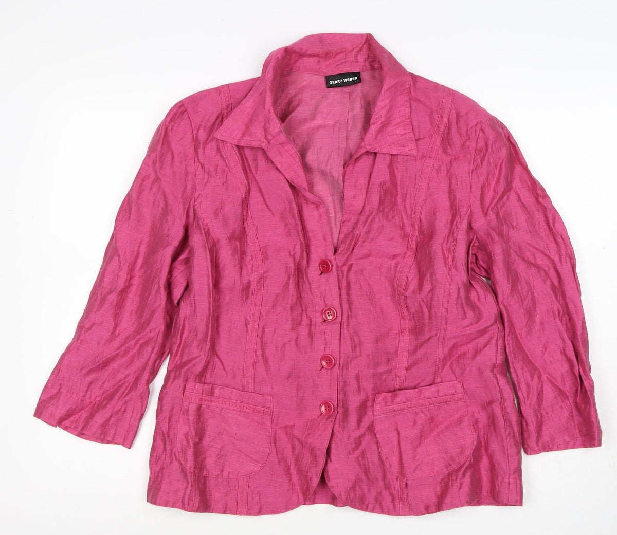 Gerry Weber Women’s Pink UK 16 Linen Blend 4 Button Blazer Jacket