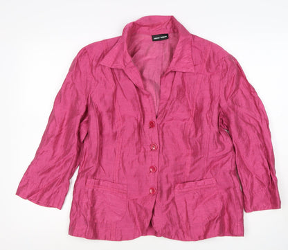 Gerry Weber Women’s Pink UK 16 Linen Blend 4 Button Blazer Jacket