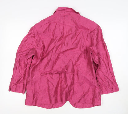 Gerry Weber Women’s Pink UK 16 Linen Blend 4 Button Blazer Jacket