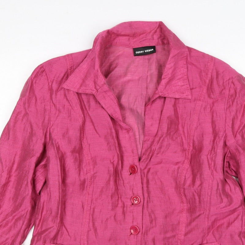 Gerry Weber Women’s Pink UK 16 Linen Blend 4 Button Blazer Jacket