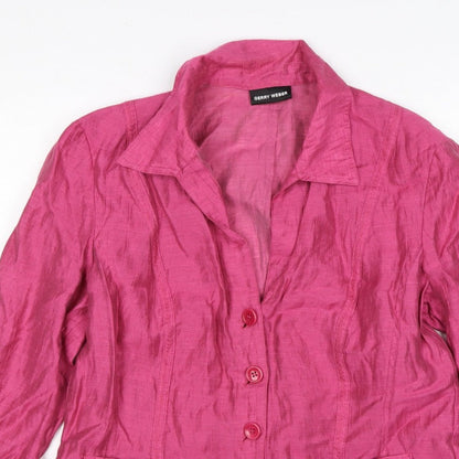 Gerry Weber Women’s Pink UK 16 Linen Blend 4 Button Blazer Jacket