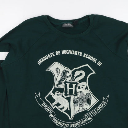 Harry Potter Women’s Green M Pullover Sweatshirt Hogwarts Graphic