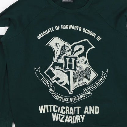 Harry Potter Women’s Green M Pullover Sweatshirt Hogwarts Graphic