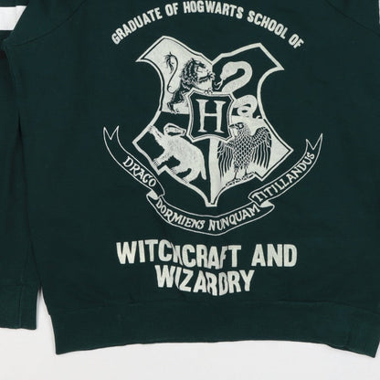 Harry Potter Women’s Green M Pullover Sweatshirt Hogwarts Graphic