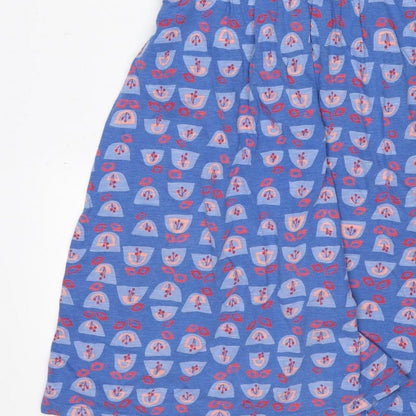Mantaray Women Blue Geometric Cotton Fit & Flare Tie Dress UK 16
