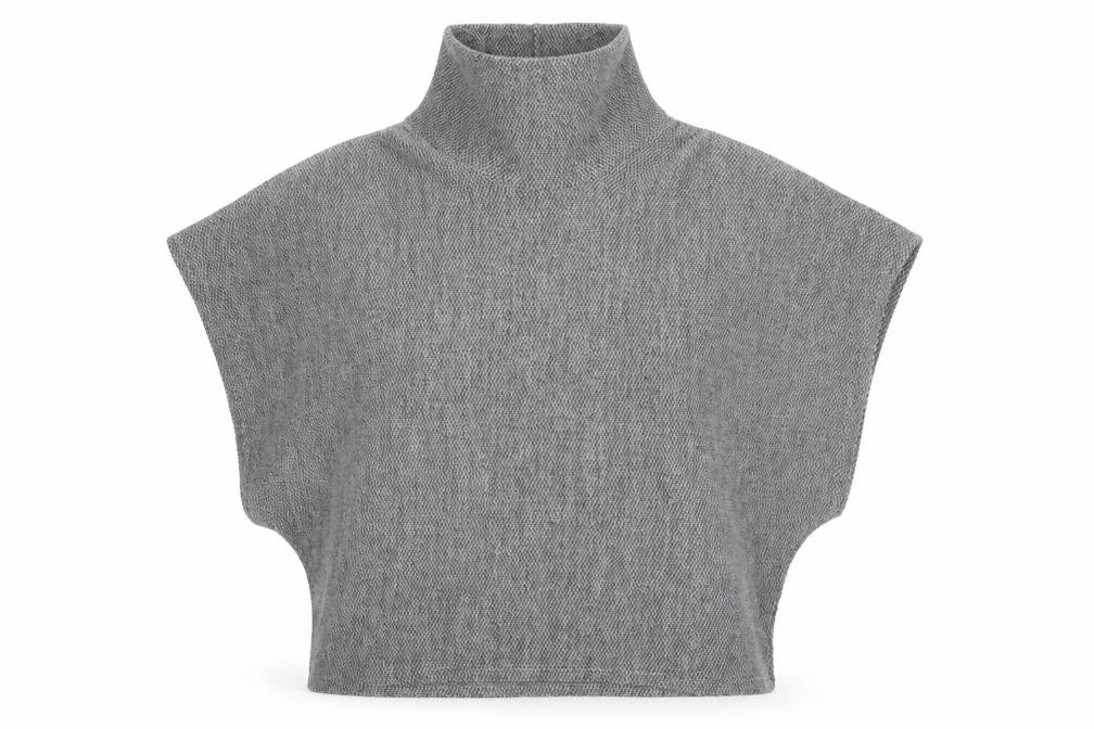 Apricot Women Grey S Sleeveless High Neck Knit Vest Jumper