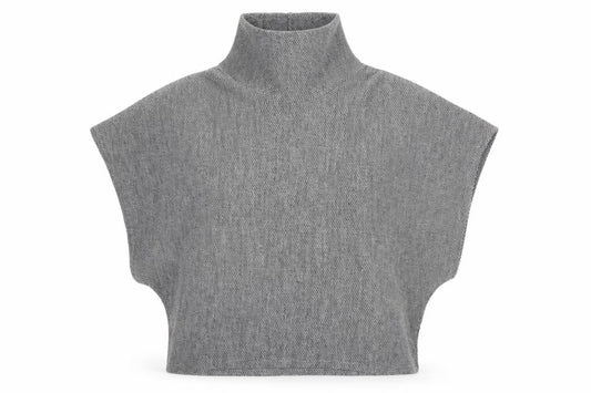 Apricot Women Grey S Sleeveless High Neck Knit Vest Jumper