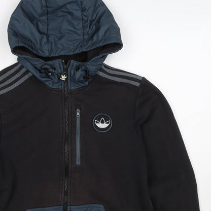 Adidas Originals Men’s Black S Full Zip Hooded Fleece Hoodie Logo