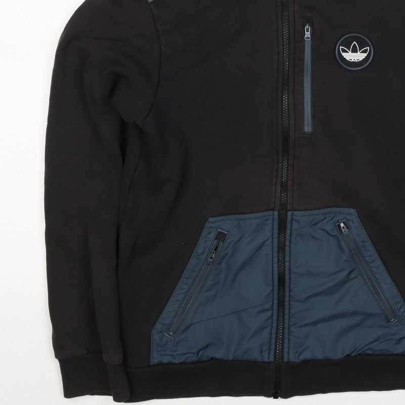 Adidas Originals Men’s Black S Full Zip Hooded Fleece Hoodie Logo