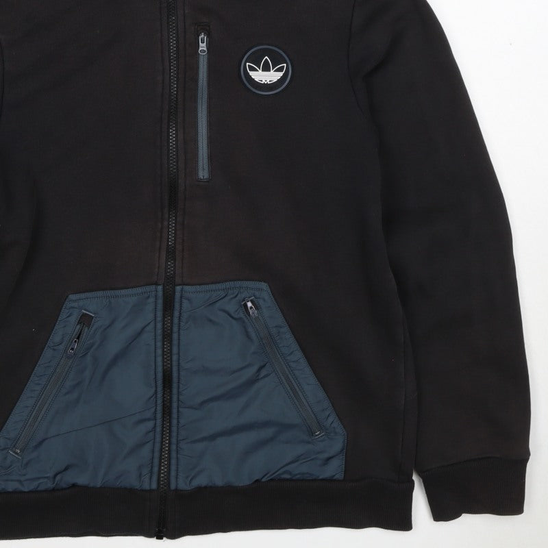 Adidas Originals Men’s Black S Full Zip Hooded Fleece Hoodie Logo