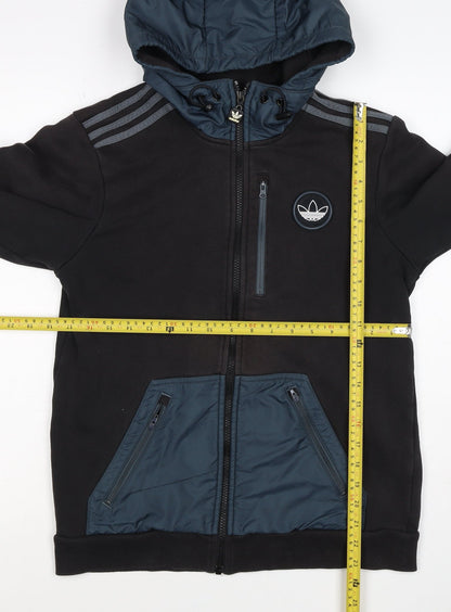 Adidas Originals Men’s Black S Full Zip Hooded Fleece Hoodie Logo