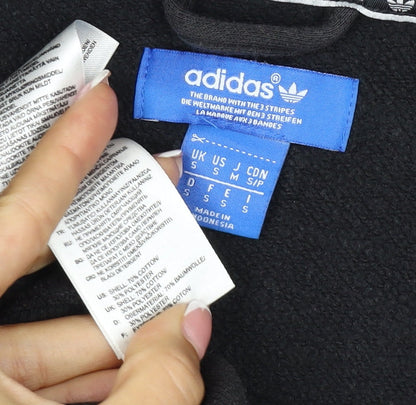 Adidas Originals Men’s Black S Full Zip Hooded Fleece Hoodie Logo