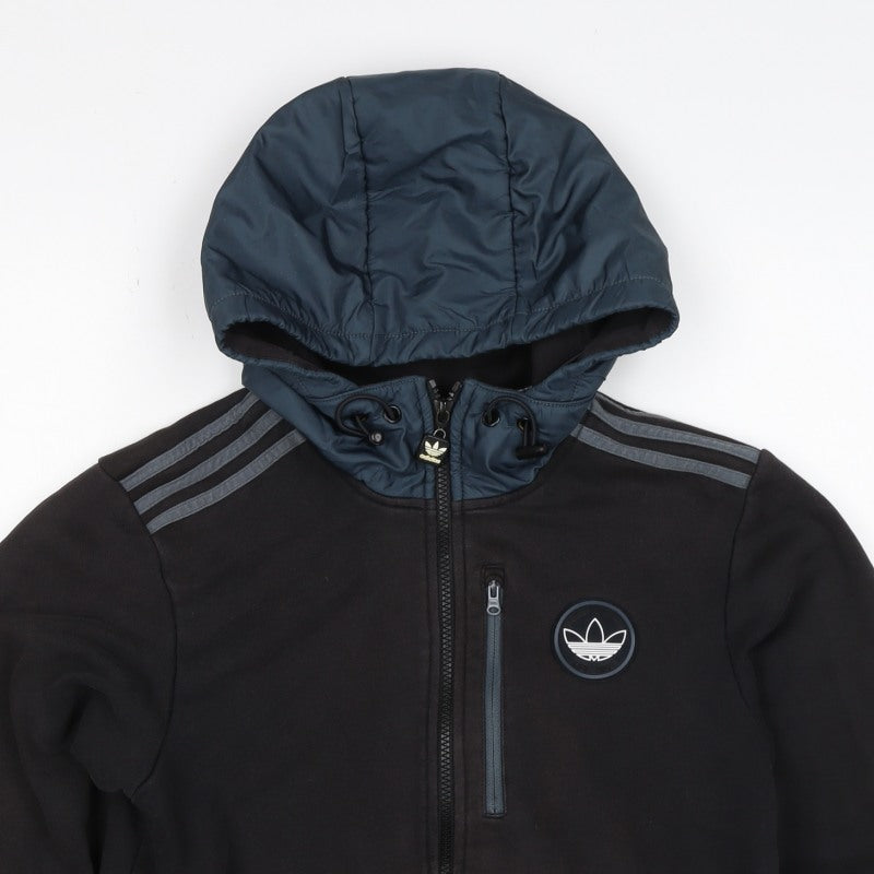 Adidas Originals Men’s Black S Full Zip Hooded Fleece Hoodie Logo
