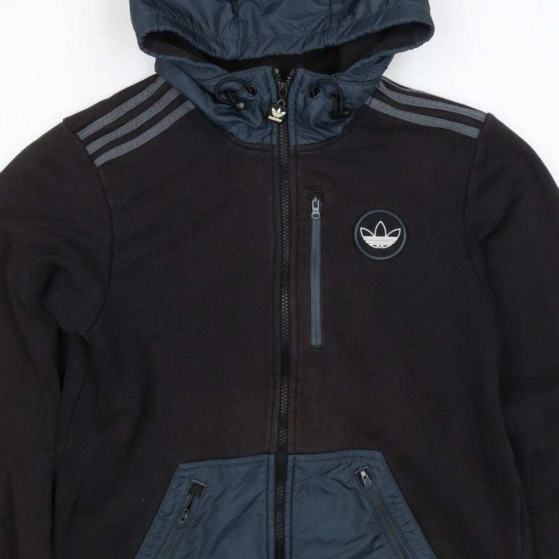 Adidas Originals Men’s Black S Full Zip Hooded Fleece Hoodie Logo