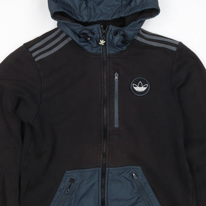 Adidas Originals Men’s Black S Full Zip Hooded Fleece Hoodie Logo