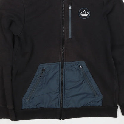 Adidas Originals Men’s Black S Full Zip Hooded Fleece Hoodie Logo