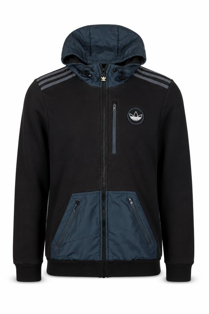 Adidas Originals Men’s Black S Full Zip Hooded Fleece Hoodie Logo