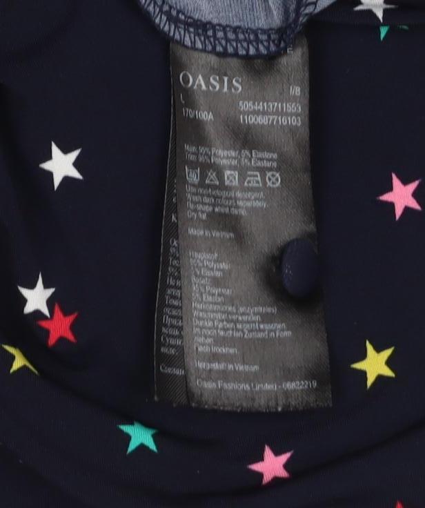 Oasis Women Multicoloured Star Print V-Neck Long Sleeve Blouse Size L