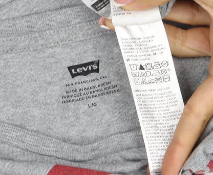 Levi's Men's Grey L Classic Logo Graphic Print Crew Neck T-Shirt