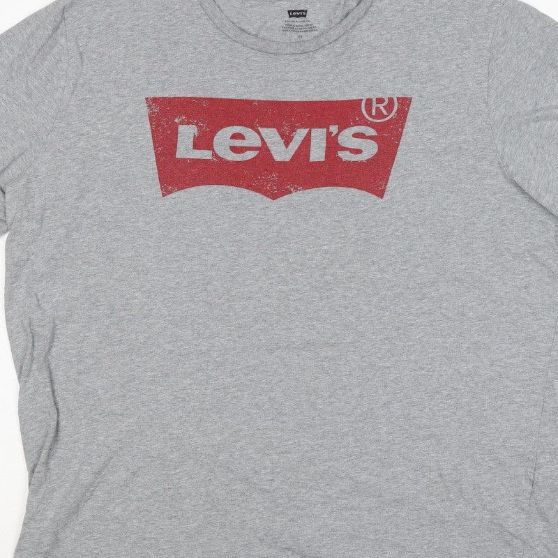Levi's Men's Grey L Classic Logo Graphic Print Crew Neck T-Shirt