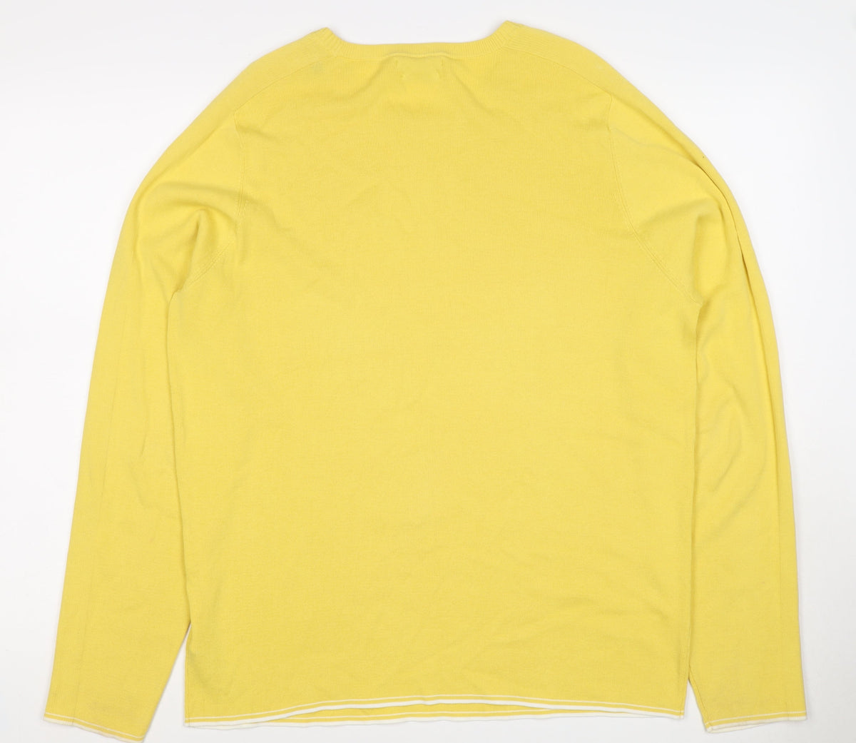 Massimo Dutti Men’s Yellow XL Cotton Crew Neck Knit Pullover Jumper