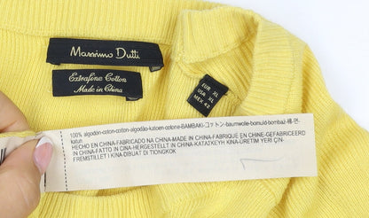 Massimo Dutti Men’s Yellow XL Cotton Crew Neck Knit Pullover Jumper