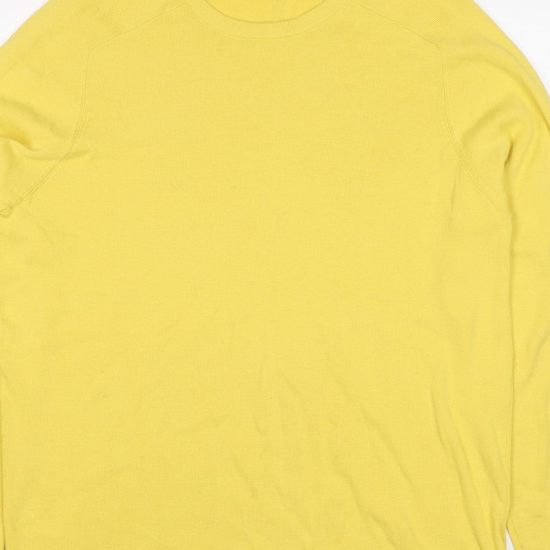 Massimo Dutti Men’s Yellow XL Cotton Crew Neck Knit Pullover Jumper