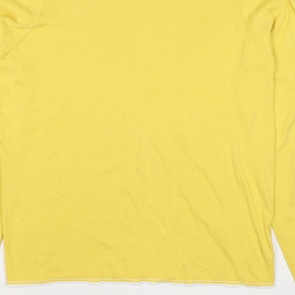 Massimo Dutti Men’s Yellow XL Cotton Crew Neck Knit Pullover Jumper