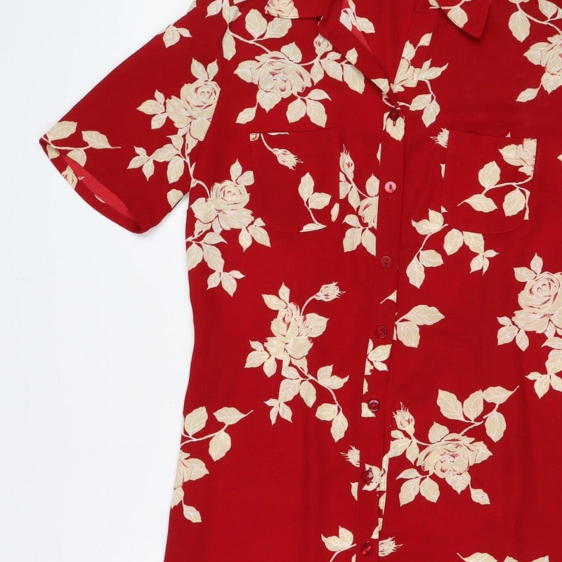 Marks and Spencer Women's Red Floral UK 14 Short Shirt Dress