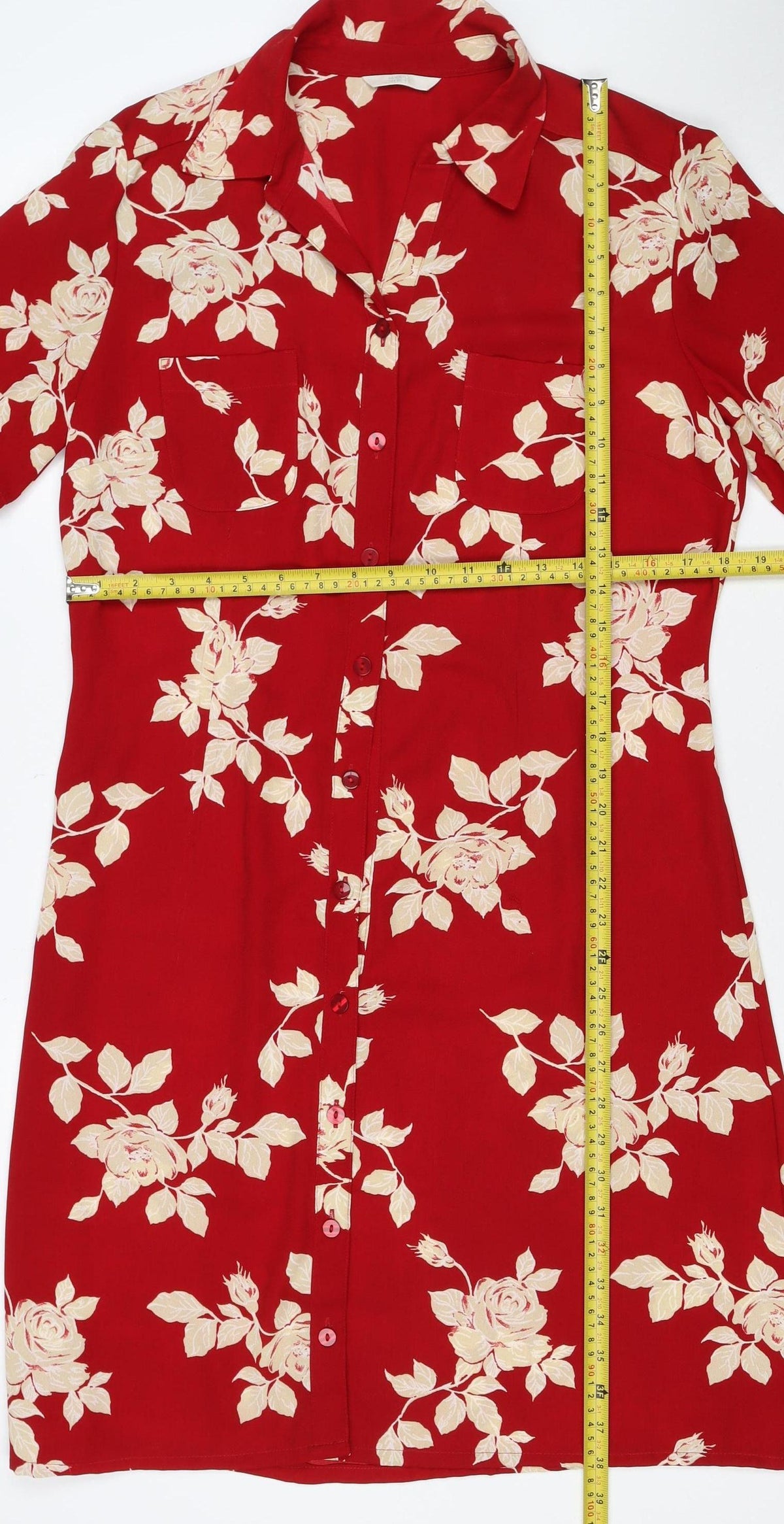 Marks and Spencer Women's Red Floral UK 14 Short Shirt Dress